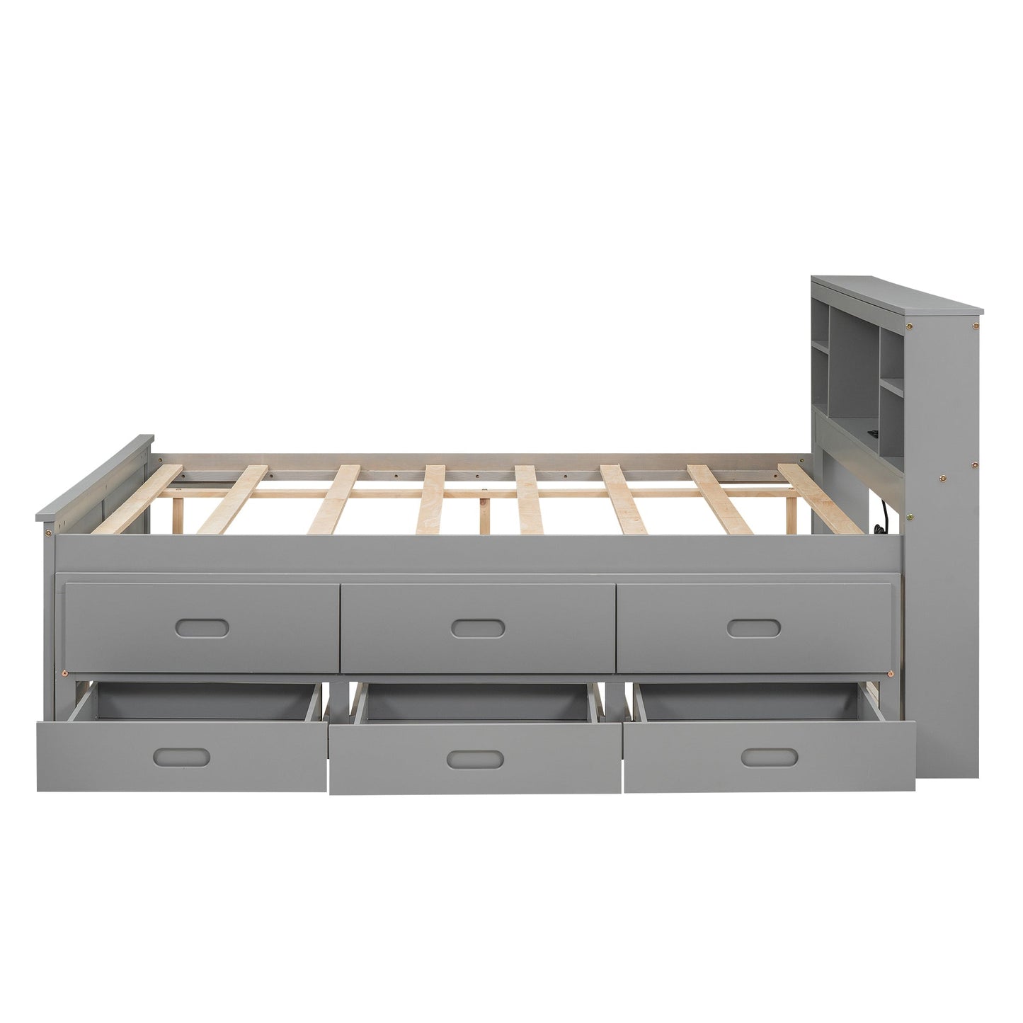 Full Size Platform Bed with Storage Headboard, USB, Twin Size Trundle - WFP Store