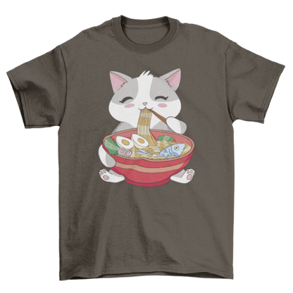 Cat animal eating ramen t-shirt - WFP Store