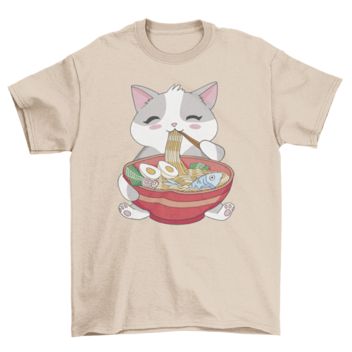 Cat animal eating ramen t-shirt - WFP Store