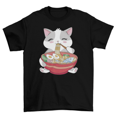 Cat animal eating ramen t-shirt - WFP Store