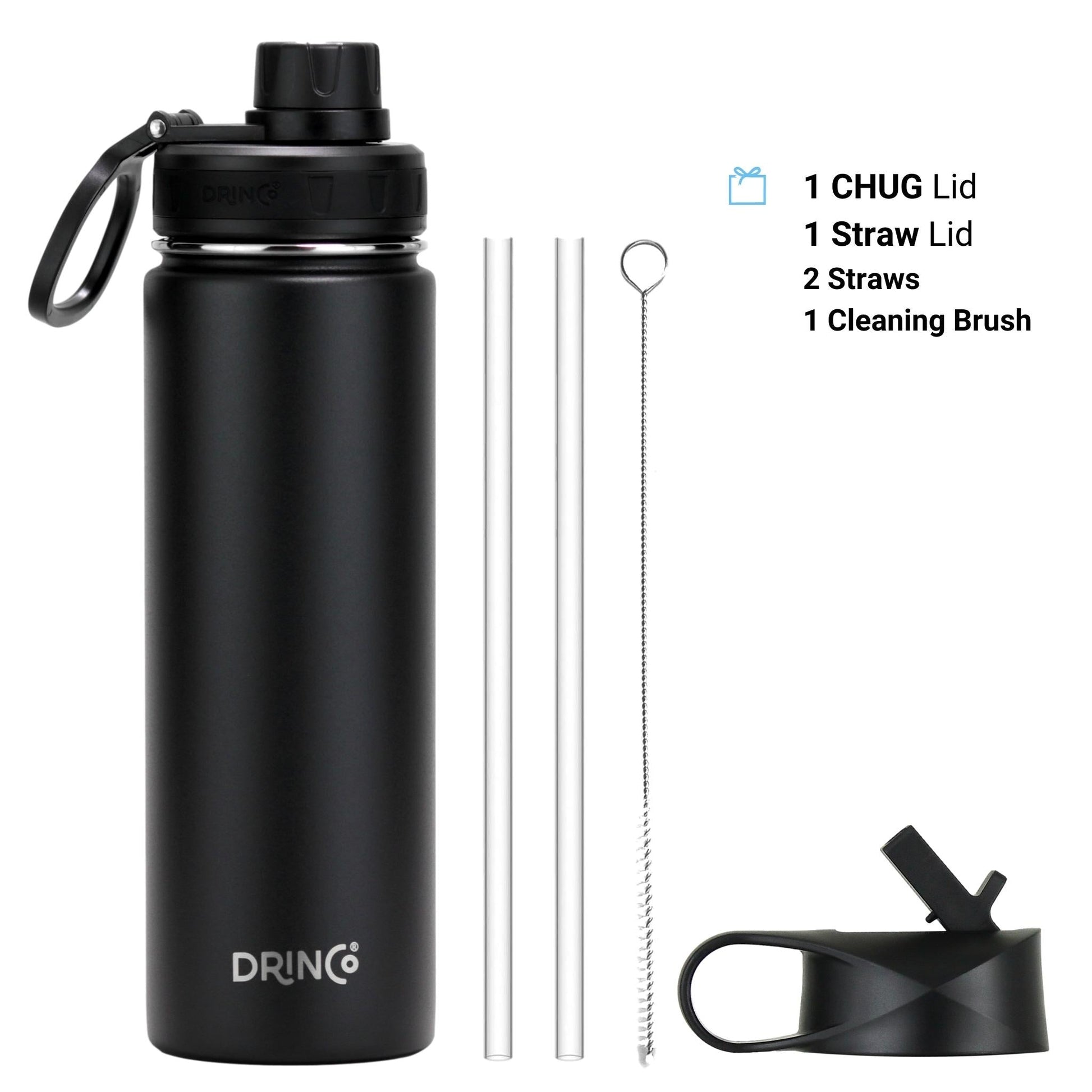 DRINCO® 22oz Stainless Steel Sport Water Bottle - Black - WFP Store