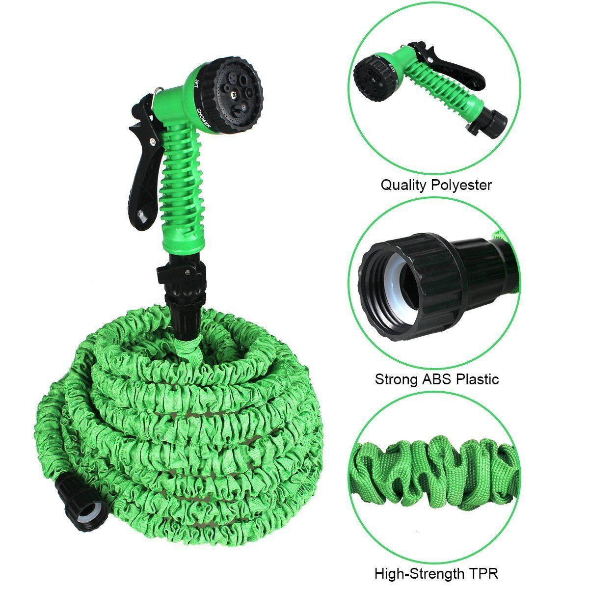 Expanding Expandable Flexible Garden Water Hose w Spray Nozzle 25, 50, - WFP Store