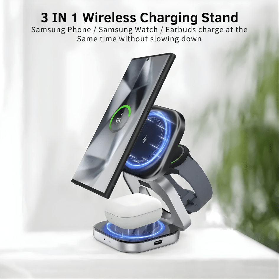 Foldable 3 In 1 Fast Magnetic Wireless Charger Stand Pad Magnet - WFP Store