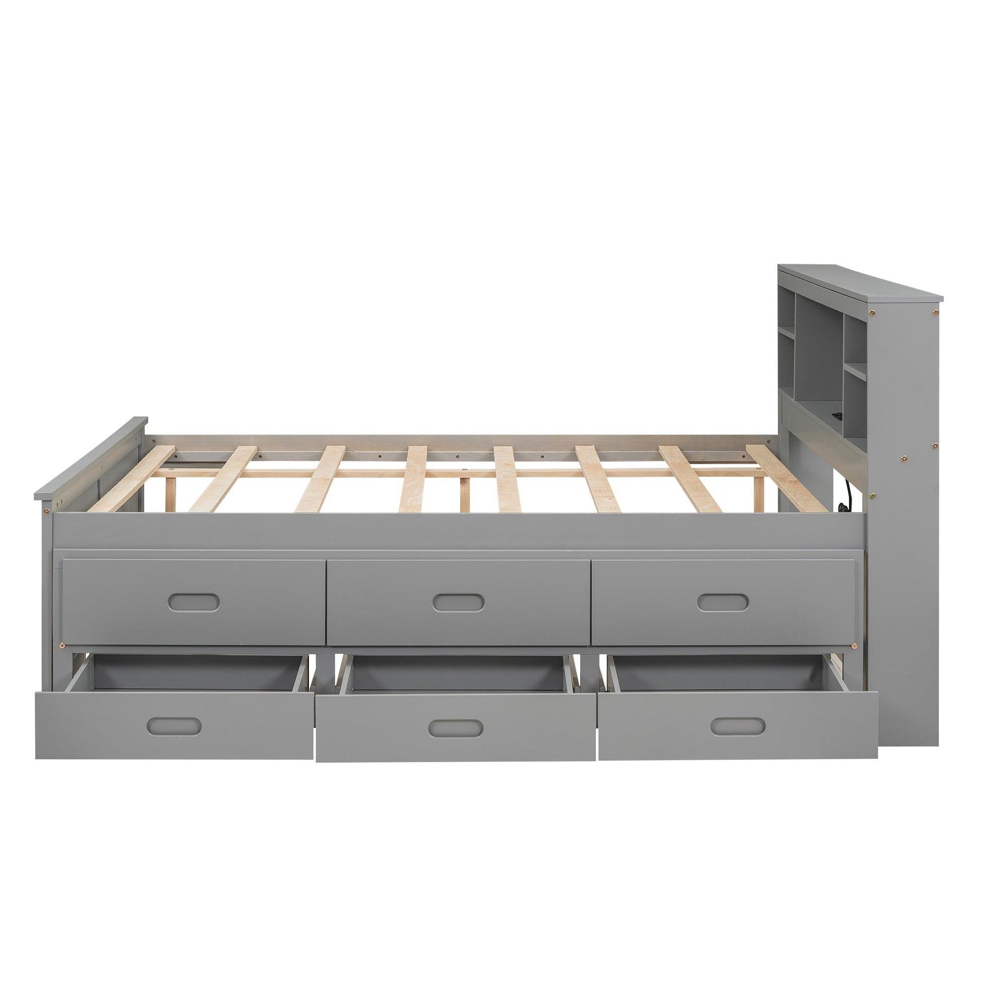 Full Size Platform Bed with Storage Headboard, USB, Twin Size Trundle - WFP Store