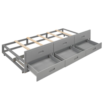 Full Size Platform Bed with Storage Headboard, USB, Twin Size Trundle - WFP Store