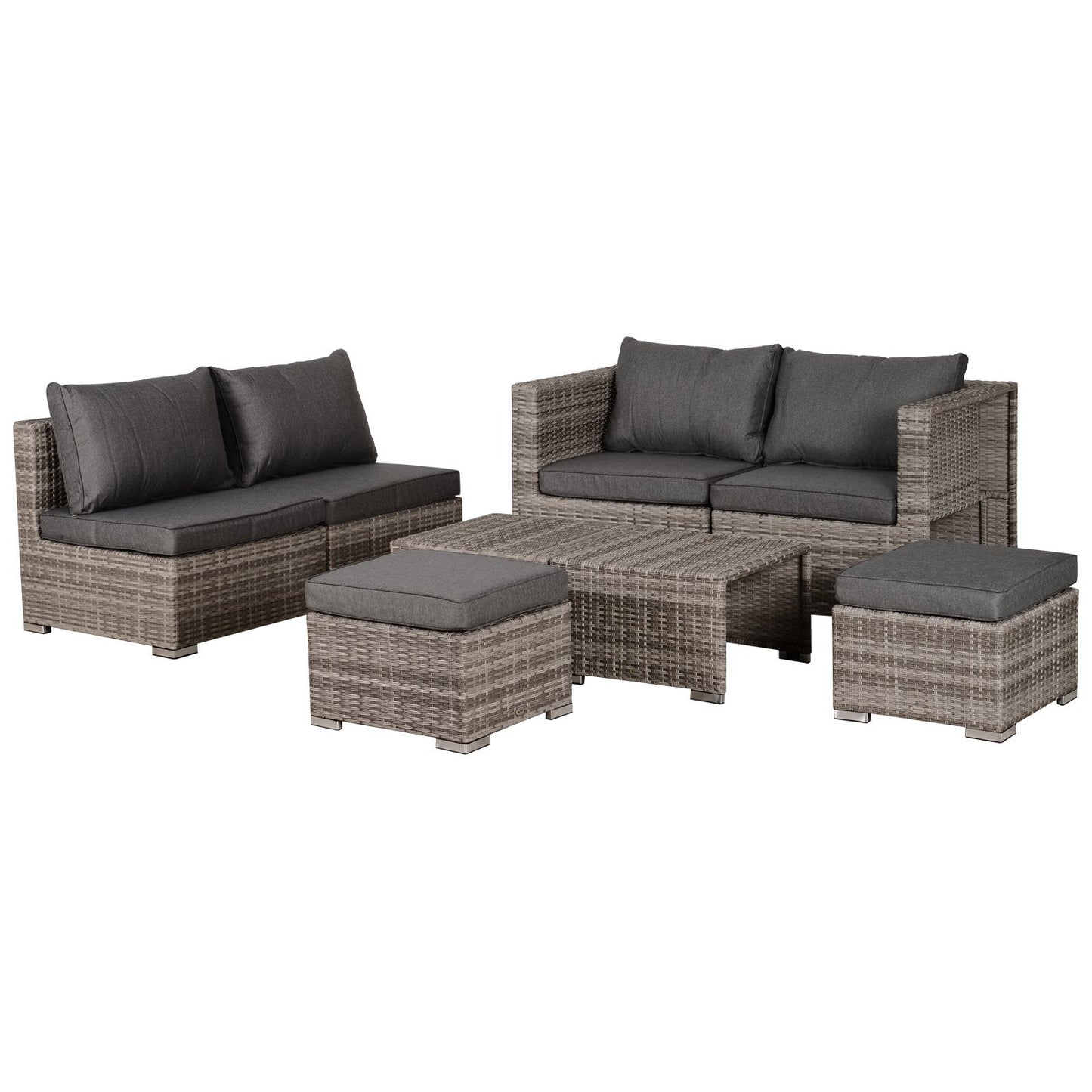 Outsunny 8pc Outdoor Patio Furniture Set All Weather Wicker Rattan - WFP Store