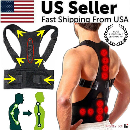 Posture Corrector Support Magnetic Back Shoulder Brace Belt Band For - WFP Store