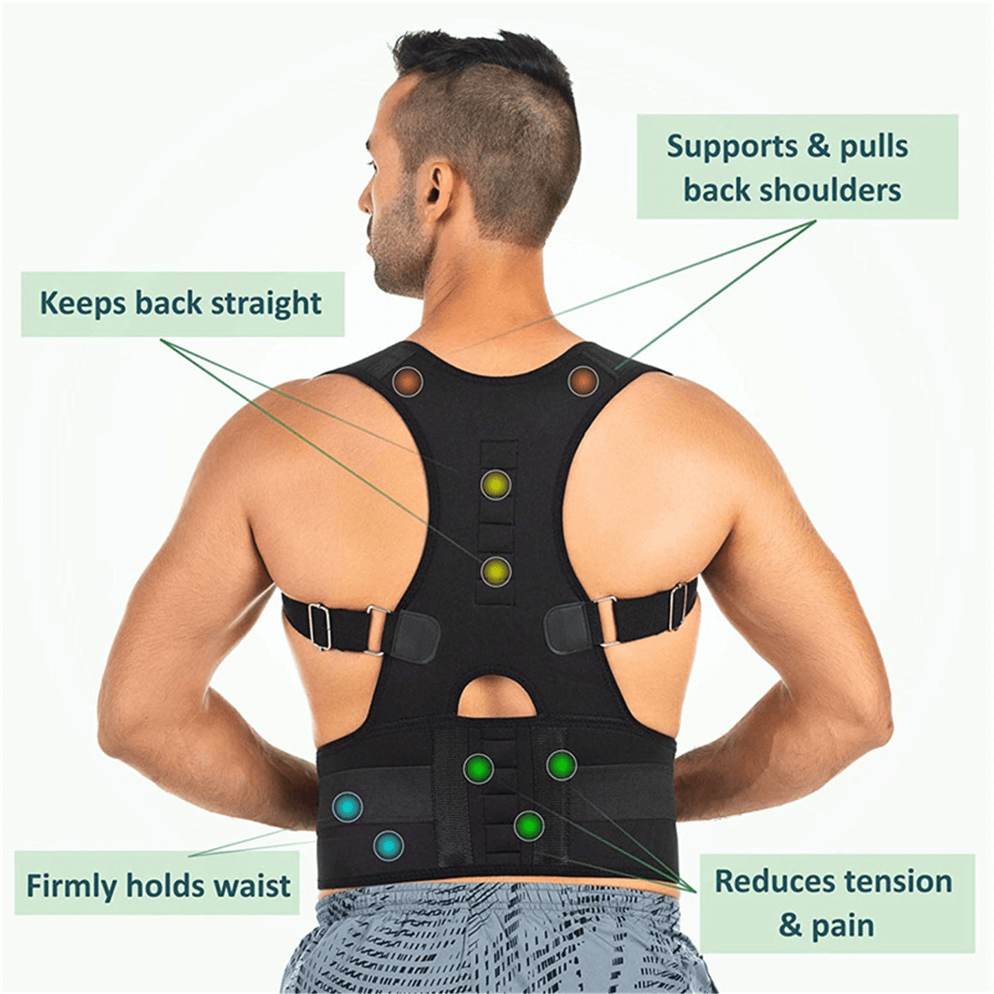 Posture Corrector Support Magnetic Back Shoulder Brace Belt Band For - WFP Store