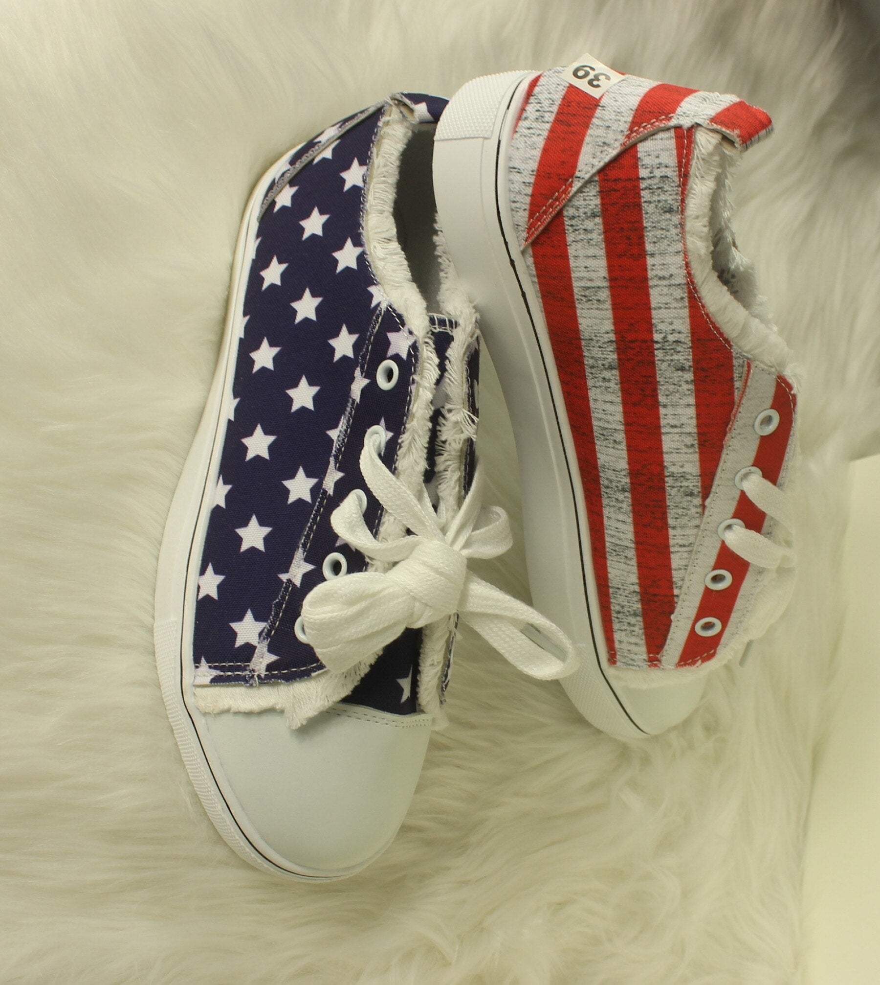 Star Striped Lace Up Sneakers Round Toe Casual Shoes - WFP Store